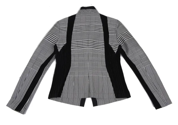 ISSEY MIYAKE Poly Blend Pleats Switching Glen Check Jacquard Jacket K-172666_013