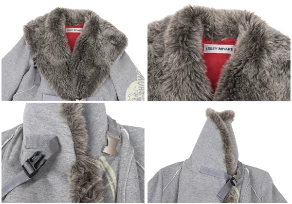 ISSEY MIYAKE AYA TAKANO Space-Print Belted Faux Fur Padded Sweatshirt Jacket K-172668_003