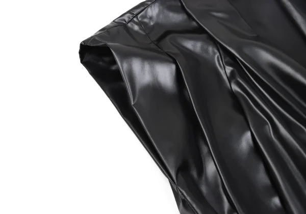 ISSEY MIYAKE Poly Tuck Shiny Sleeveless Shawl Collar Coat K-172669_006