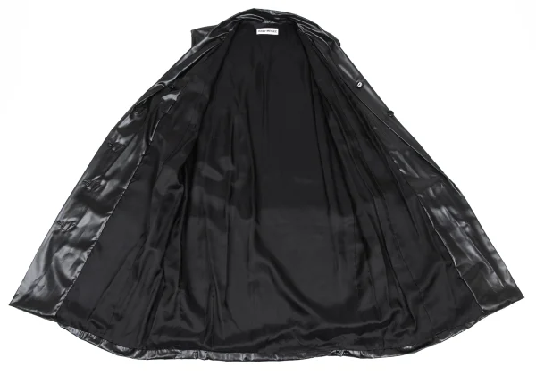 ISSEY MIYAKE Poly Tuck Shiny Sleeveless Shawl Collar Coat K-172669_008