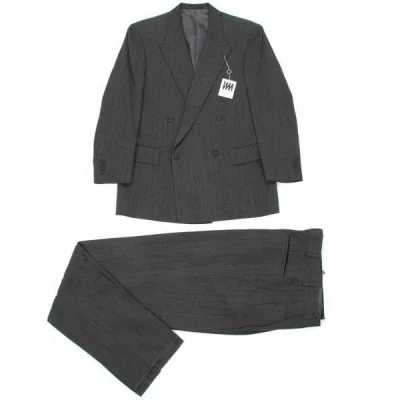 イッセイミヤケメンISSEY MIYAKE MEN ミヤケデザインスタジオMIYAKE DESIGN STUDIO ウールピークドラペル1Bダブルセットアップスーツ グレー