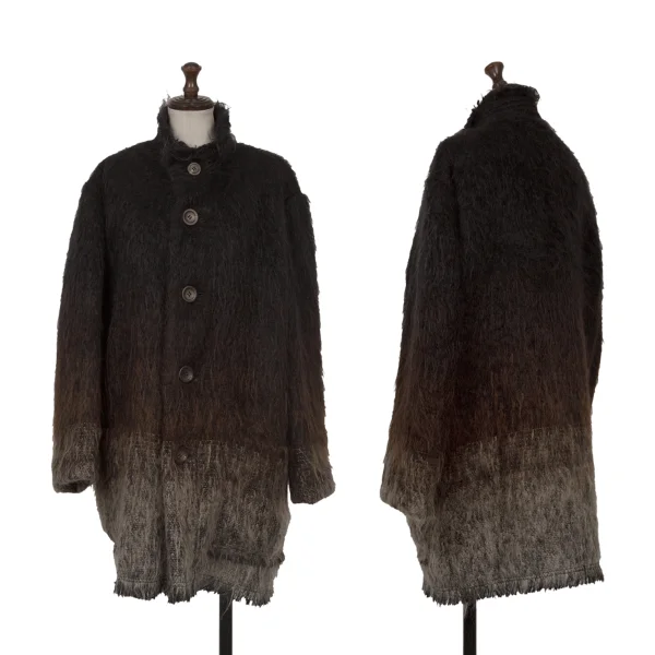ISSEY MIYAKE PERMANENTE Wool Gradation Shaggy Coat Black M K-172678_001