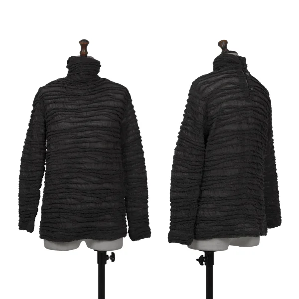 ISSEY MIYAKE PERMANENTE 3D Turtle Neck Knit Sweater Charcoal 2 K-172679_001