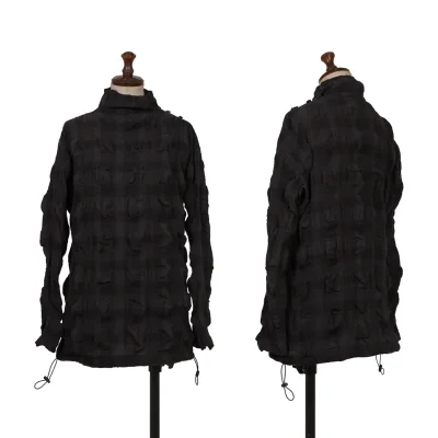 ISSEY MIYAKE PERMANENTE Wrinkle Check Stretch Wool Top