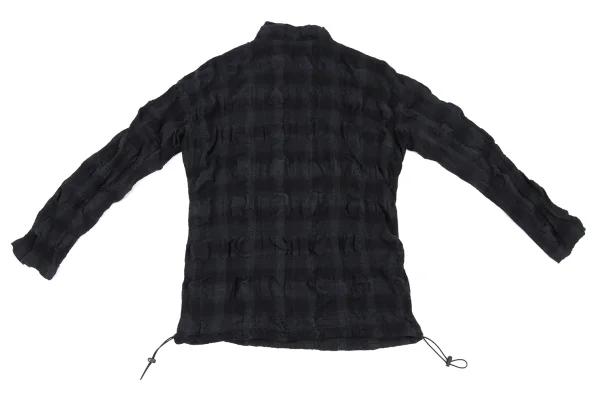 ISSEY MIYAKE PERMANENTE Wrinkle Check Stretch Wool Top K-172680_014