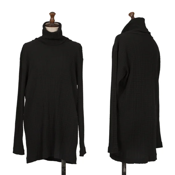 ISSEY MIYAKE PERMANENTE Design Weave Turtleneck T Shirt Black M K-172682_001