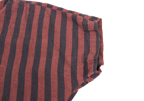 ISSEY MIYAKE PERMANENTE Stripe Short Sleeve Pullover Blouse K-172686_008