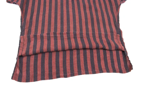 ISSEY MIYAKE PERMANENTE Stripe Short Sleeve Pullover Blouse K-172686_011