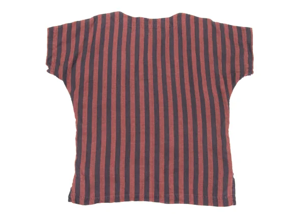 ISSEY MIYAKE PERMANENTE Stripe Short Sleeve Pullover Blouse K-172686_012