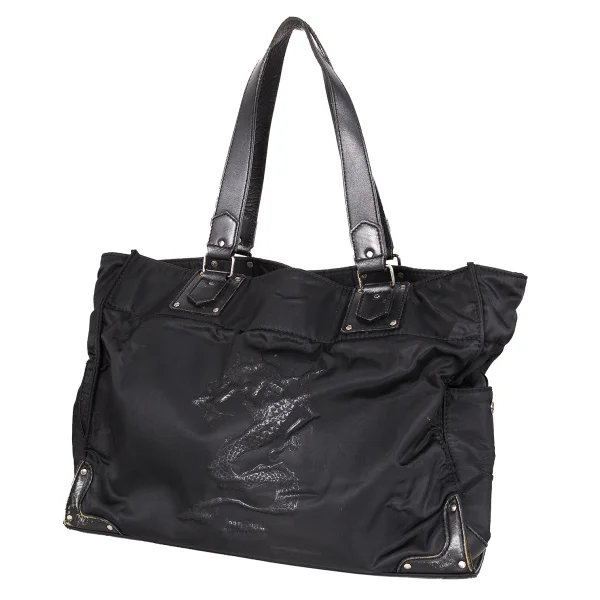 Jean Paul GAULTIER Dragon Emboss Tote Bag Black  K-172695_001