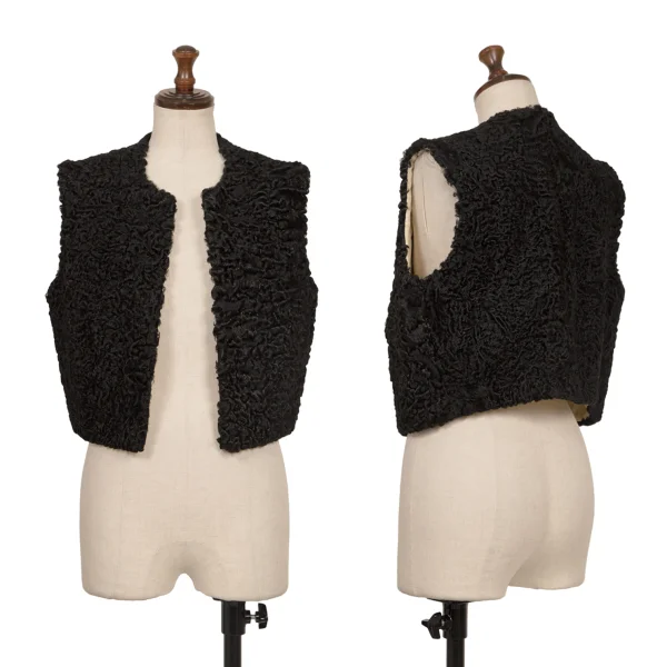 JUNYA WATANABE COMME des GARCONS Sheepskin Fur Zip Vest Black XS-S K-172696_001
