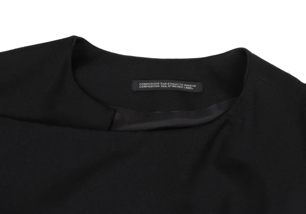 Yohji Yamamoto FEMME Wool Gaba Asymmetry Drape Collar Long Jacket K-172701_004