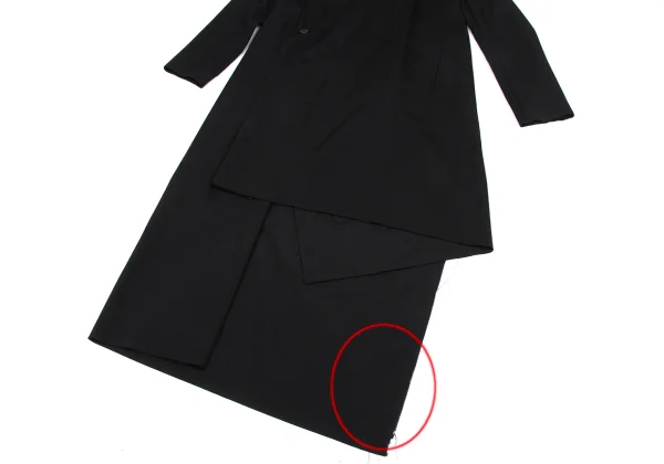 Yohji Yamamoto FEMME Wool Gaba Asymmetry Drape Collar Long Jacket K-172701_007