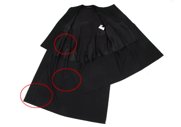 Yohji Yamamoto FEMME Wool Gaba Asymmetry Drape Collar Long Jacket K-172701_011