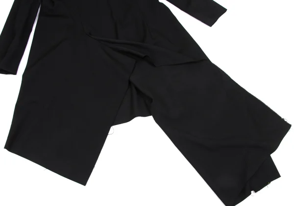Yohji Yamamoto FEMME Wool Gaba Asymmetry Drape Collar Long Jacket K-172701_017