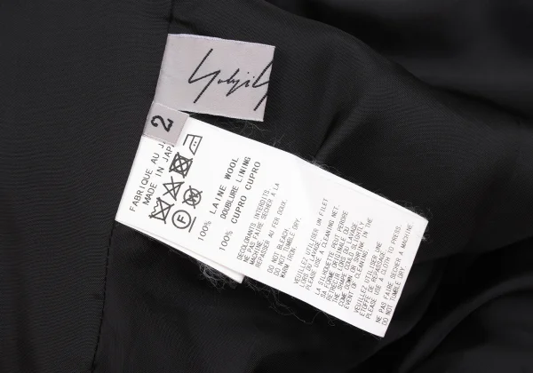 Yohji Yamamoto FEMME Wool Gaba Asymmetry Drape Collar Long Jacket K-172701_019