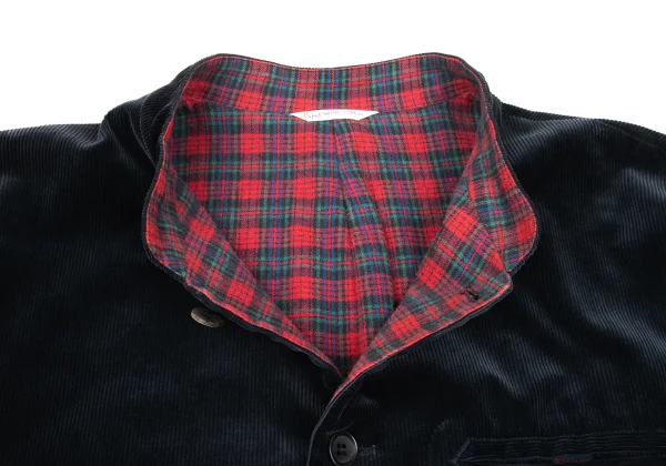 Papas Checkered Lining Stand Collar Corduroy Jacket K-172705_005