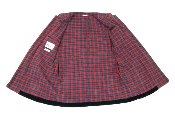 Papas Checkered Lining Stand Collar Corduroy Jacket K-172705_015