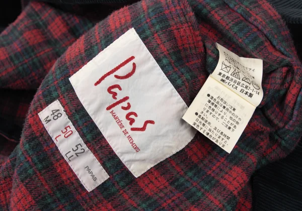 Papas Checkered Lining Stand Collar Corduroy Jacket K-172705_018