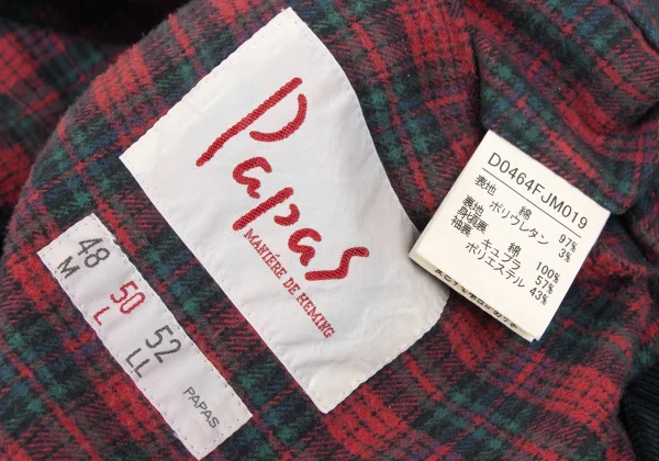 Papas Checkered Lining Stand Collar Corduroy Jacket K-172705_019