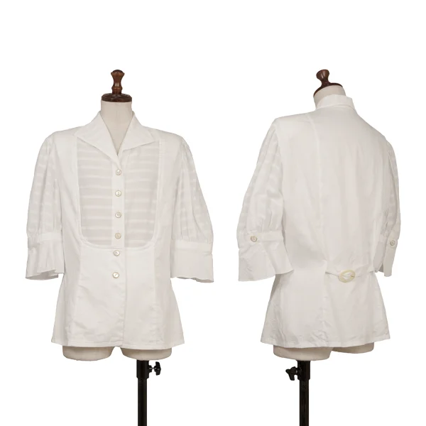 Christian Dior Sheer Switching Blouse White 11 K-172708_001