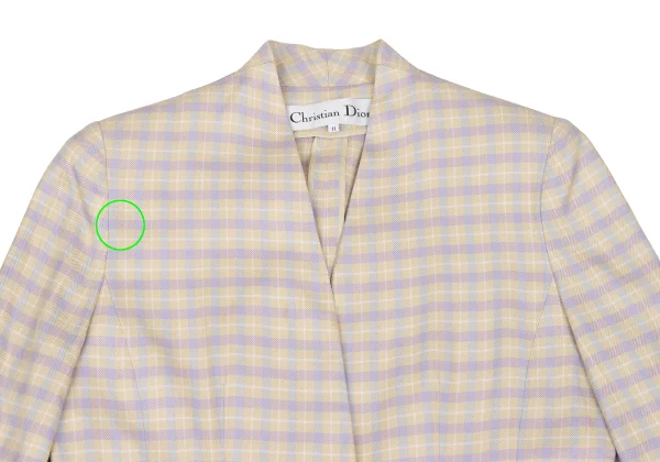 Christian Dior Cotton Silk Collarless Check Jacket K-172710_003