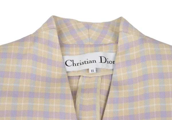 Christian Dior Cotton Silk Collarless Check Jacket K-172710_005