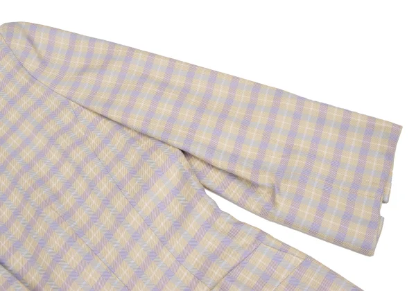Christian Dior Cotton Silk Collarless Check Jacket K-172710_006