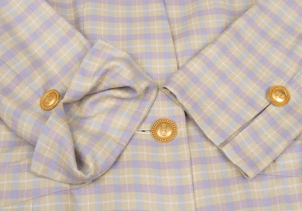 Christian Dior Cotton Silk Collarless Check Jacket K-172710_007