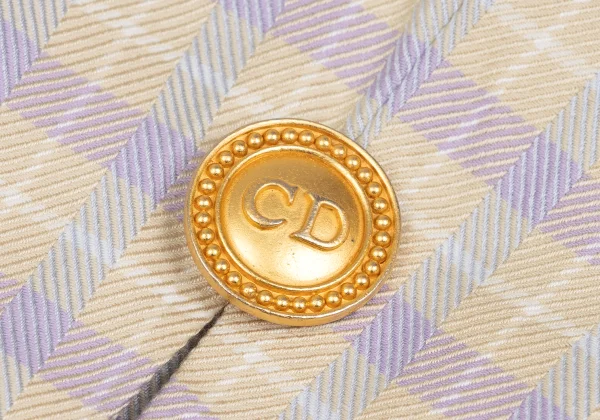 Christian Dior Cotton Silk Collarless Check Jacket K-172710_008