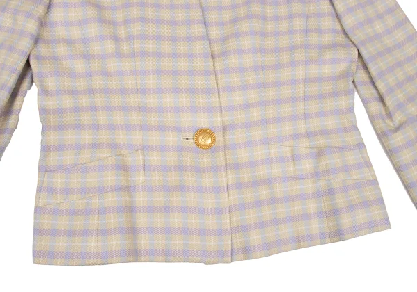 Christian Dior Cotton Silk Collarless Check Jacket K-172710_009