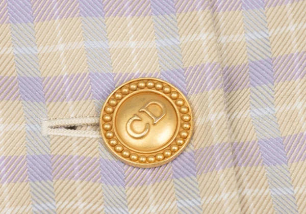 Christian Dior Cotton Silk Collarless Check Jacket K-172710_010