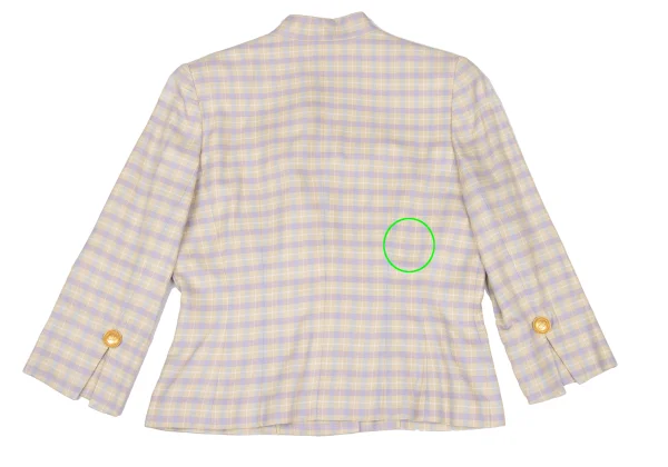 Christian Dior Cotton Silk Collarless Check Jacket K-172710_013