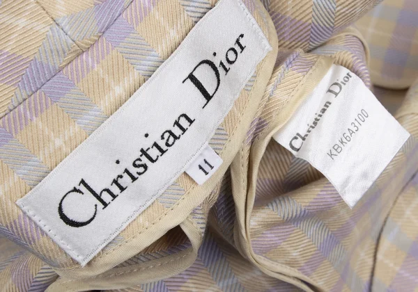 Christian Dior Cotton Silk Collarless Check Jacket K-172710_016