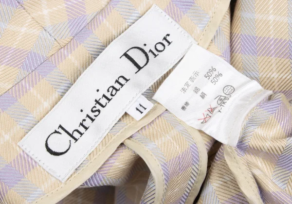 Christian Dior Cotton Silk Collarless Check Jacket K-172710_017