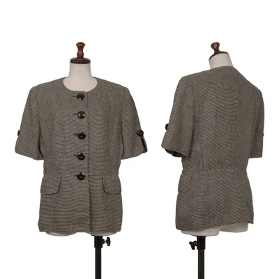 Christian Dior Linen Design Weave Short Sleeve Jacket