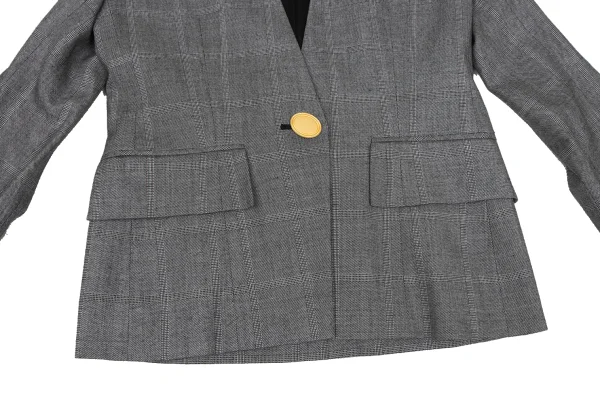 Christian Dior Wool Rayon Glen Check Collarless Jacket K-172712_012