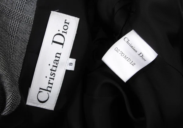 Christian Dior Wool Rayon Glen Check Collarless Jacket K-172712_019