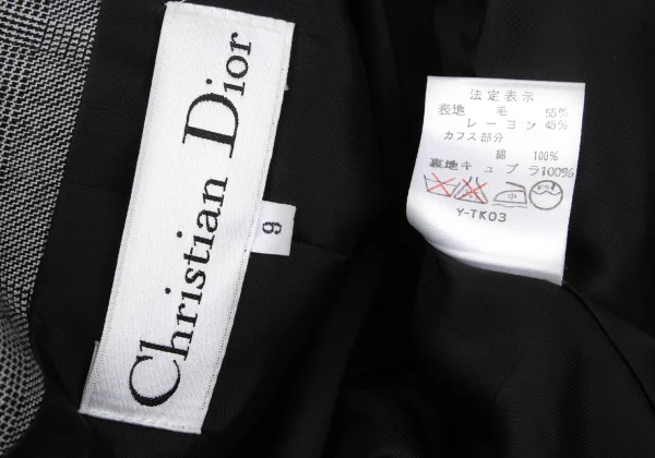 Christian Dior Wool Rayon Glen Check Collarless Jacket K-172712_020