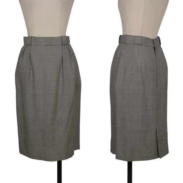 Christian Dior Wool Rayon Glen Check Skirt Grey 9 K-172713_001