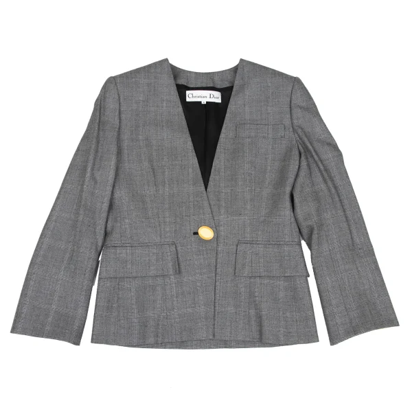 Christian Dior Wool Rayon Glen Check Jacket & Skirt K-172714_003