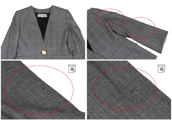 Christian Dior Wool Rayon Glen Check Jacket & Skirt K-172714_004