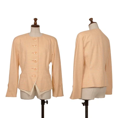 Christian Dior Wool Silk Check Weave Collarless Jacket