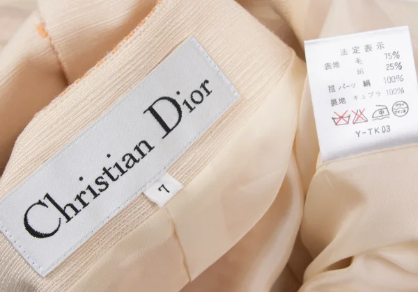 Christian Dior Wool Silk Check Weave Collarless Jacket K-172715_017