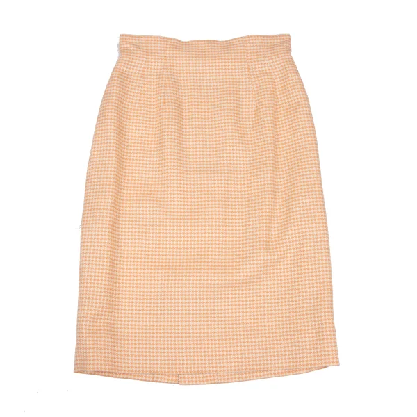 クリスチャンディオールChristian Dior ウールシルクチェック織りスカート サーモンピンク7 K-172716_002