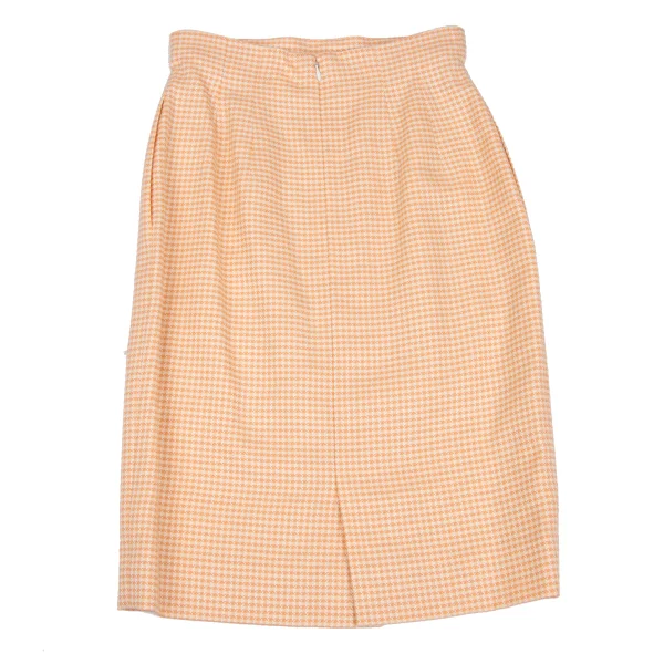 クリスチャンディオールChristian Dior ウールシルクチェック織りスカート サーモンピンク7 K-172716_006