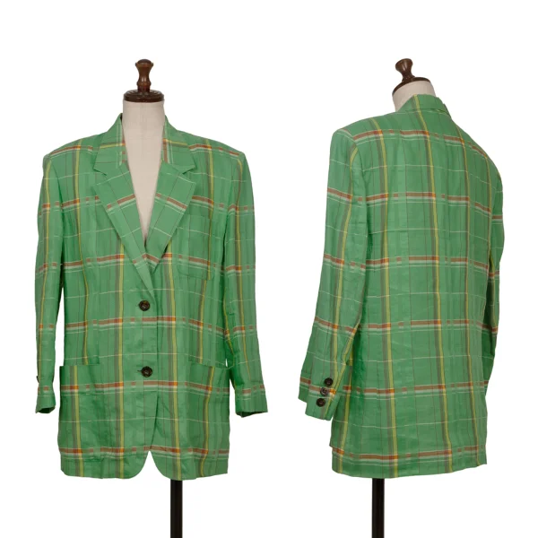 Christian Dior SPORTS Linen Madras Check Jacket Green M K-172718_001