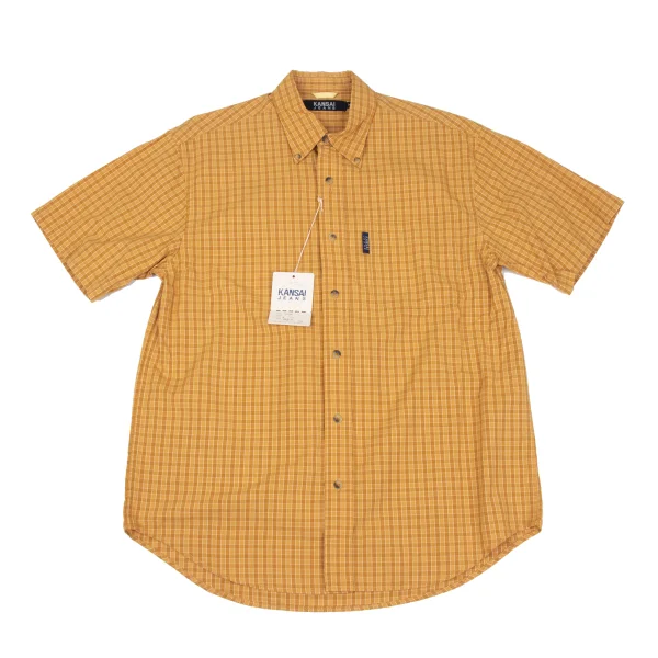KANSAI JEANS Cotton Check Short Sleeve Shirt Camel M K-172719_001