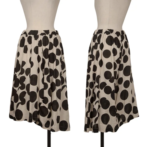 COMME des GARCONS Dot Print Hole Design Skirt Pants Beige,Black XS K-172727_001