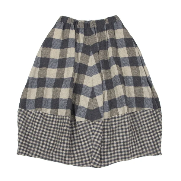 gomme Cotton Wool Wrinkle Check Skirt K-172738_002